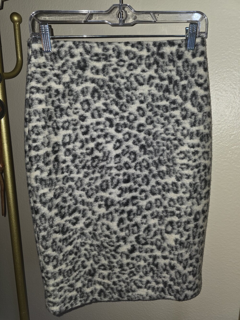Ann Taylor Wool Blend Leopard Pencil Skirt in Black & Cream Size 0